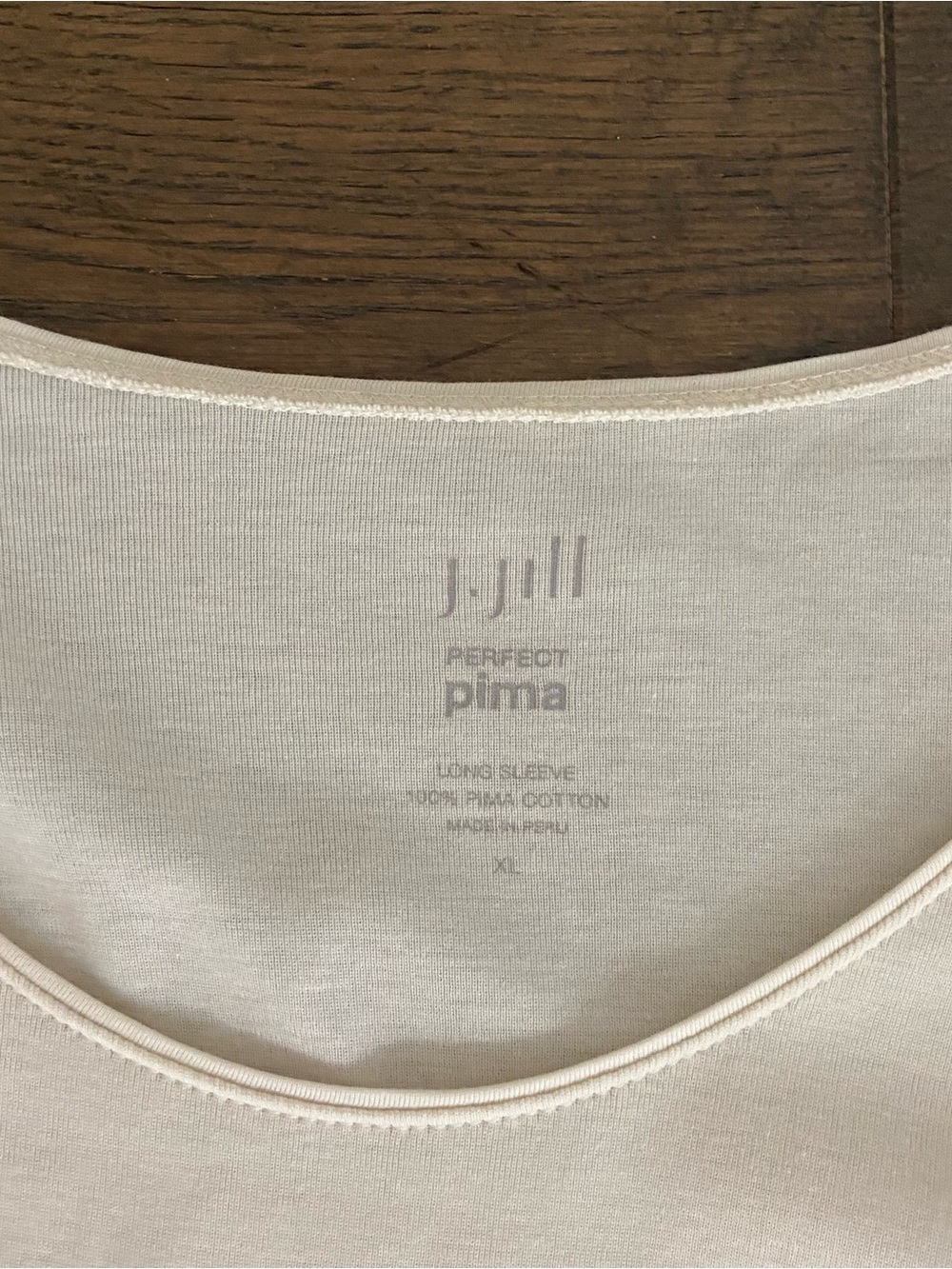 J. Jill Pima Cotton Long-Sleeve Scoop Neck Tee Top in Off-White XL - Picture 2 of 4
